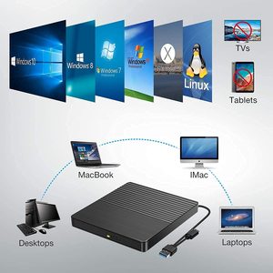Grabadora de DVD y CD de Alta Velocidad, Unidad Óptica Externa USB 3.0, Compatible con Unidades de DVD Externas Profesionales - Product Image 3