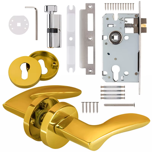 Poignée de <span class=keywords><strong>porte</strong></span> en aluminium noir mat, vente en gros d'usine, avec serrure à mortaise CNC et rosette, quincaillerie de sécurité intérieure pour la maison - Product Image 2