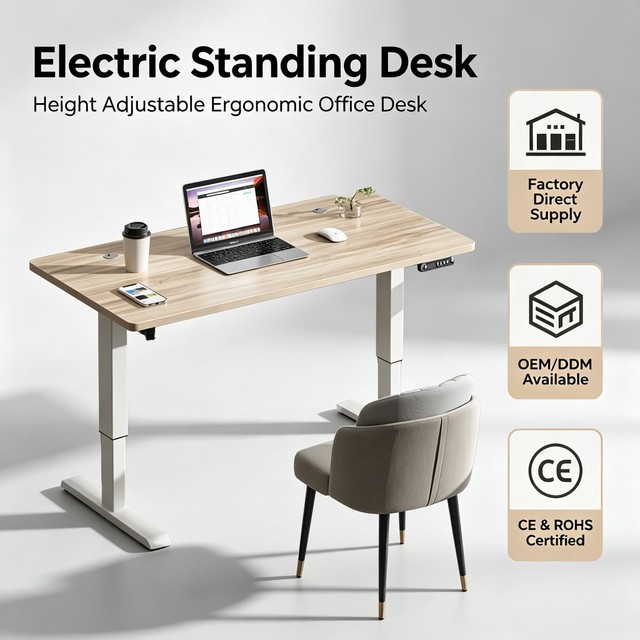 Wholesale Compact Dual Column Electric Standing Desk for Home Apartment Adjustable Height Office Table