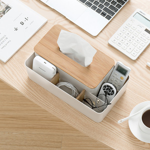 Multipurpose Tissue Box With Bamboo Lid And Storage Compartment For Living Room Desktop Use - Product Image 4