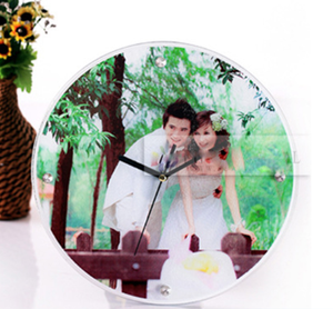 RubySub BL-15 30*30CM Vòng <span class=keywords><strong>Sharp</strong></span> Thăng Hoa Blanks Glass Khung Ảnh Với Đồng Hồ - Product Image 1