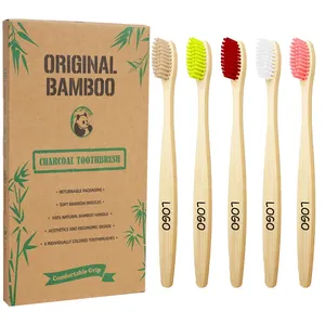 Escova de dentes de bambu para crianças, ecológica e reutilizável, ultra macia, sem BPA, ideal para crianças, pequena e ergonômica, com arco-íris, produto de venda direta pela FDA