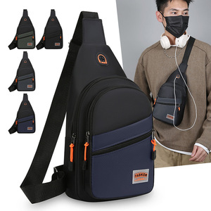 Men's Chest Bag Oxford Cloth Gray Military Green Black Dark Blue Color Blocking Fashionable Everyday Outfits Single Shoulder - Product Image 2
