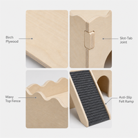 Château pour animaux à 2 niveaux, maison cachette, rampe antidérapante en feutre, bois naturel, assemblage modulaire, espace tunnel arqué pour cochon d'Inde et hamster