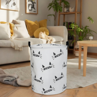 Panier à linge pliable en toile de polyester, grand panier à linge sale pliable avec logo personnalisé pour salon et salle de bain