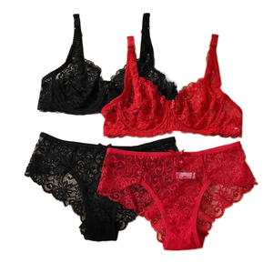 Ensemble soutien-gorge sexy en dentelle florale sans bretelles pour femme, avec bonnets 3/4 ultra-fins, sans rembourrage, à armatures et effet push-up - Product Image 1