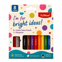 Crayons de couleur géants FLOWood, 8 couleurs, mine résistante aux bris, ensemble de crayons épais pour enfants avec taille-crayon pour dessin et croquis