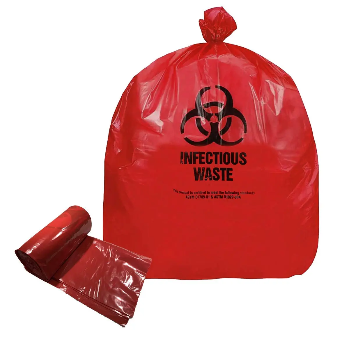 ทนทานสีเหลือง Biohazard คลินิกถุงเก็บและกำจัดขยะทางการแพทย์ถุงพลาสติกโพลี