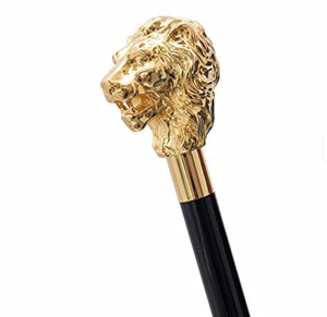 Bastón telescópico de latón con cabeza de león pintada, estilo victoriano antiguo, de 2 secciones, con mango chapado en oro y ajustable. - Product Image 2