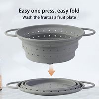 Opvouwbare, inklapbare vergiet van BPA-vrij siliconen met handvat voor groenten, pasta en fruit
