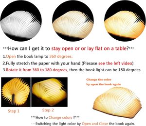 Wholesale Hot Selling Cute Gift USB Rechargeable <b>Wooden</b> Folding Book Lamp Smart Reading Led Light Home <b>Desk</b> Organ Decorate - Product Image 3