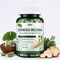Capsules de Ginkgo Biloba OEM, 90 unités, avec Ginseng Coréen et Crinière de Lion, Complément Alimentaire