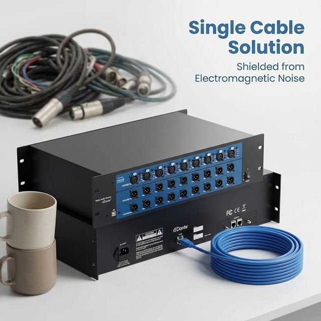 Professional Active Column Speaker Set Metal 500W Dante 8x8 8x16 16x8 Audio Interface I/O Box Lossless Long Distance