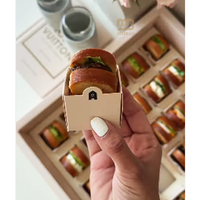 Boîte à hamburger jetable personnalisée Boîte d'emballage écologique pour mini sandwich à emporter Boîte de papier pour pâtisserie boulangerie à emporter