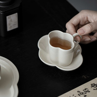 Service à thé Kung Fu en céramique artisanale, style vintage, luxe léger, glaçure rétro, passe au lave-vaisselle, tasse de dégustation, motif maison de thé et motif cendres de plantes