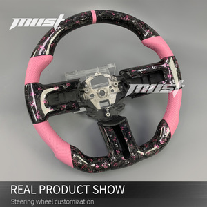 Volant personnalisé en fibre de carbone forgée rose pour <span class=keywords><strong>Ford</strong></span> <span class=keywords><strong>Mustang</strong></span> S197 2005-2014 GT Coupé GT500KR Shelby Amélioration de l'intérieur de la voiture - Product Image 3