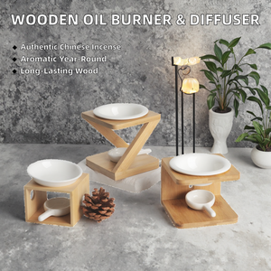 Wooden Sandalwood Essential Oil Burner Candle Holder-Durable <b>Tealight</b> Oil Warmer Aromatherapy Diffuser for Yoga Spa Home Bedroom - Product Image 2