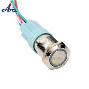 19 मिमी 12 वी नेतृत्व वाले एंजेल आंख सिर पर ऑफ स्विच 19 मिमी 3/4 बढ़ते होल पुश बटन तार सॉकेट के साथ स्टॉप - Product Image 5