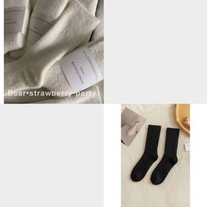 Women Fuzzy <b>Socks</b> Mid Calf Cotton White Black Solid Color Warm Breathable Autumn <b>Winter</b> <b>Socks</b> - Product Image 1