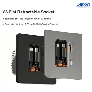 ปลั๊กสายเคเบิลแบบยืดหดได้ 86 ช่อง พร้อมพอร์ต USB Type C และ <span class=keywords><strong>Lightning</strong></span> สำหรับการชาร์จแบบไม่พันกัน - Product Image 6