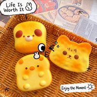 Jouet Squishy Chat Toast Mignon à Rebond Lent en PU, Simulation Alimentaire, Anti-Stress pour Enfants