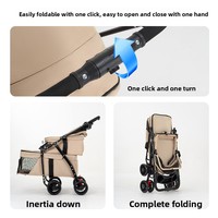 Poussette pliable à double étage pour animaux de compagnie, 4 roues, en métal, détachable, pour chiens et chats, légère, toutes saisons, transporteur extérieur, vente en gros