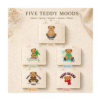 Sac fourre-tout en toile TEDDY ISLAND avec broderie d'ours mignon, fermeture magnétique, motif personnalisé, vente en gros, pour l'école, le bureau, le quotidien, sac à bandoulière