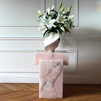 Cube en marbre naturel décor de maison, plinthe en marbre d'onyx rose pour Table basse