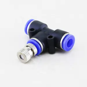 T-1908-PE with Filter T-1909-PE without Filter Connect Plastic Tee Connector Brass Nickel Low Pressure Water Mist Nozzle Fog