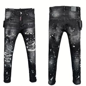 Jeans de Mezclilla Negros Clásicos Vintage ODM OEM para Hombre, <span class=keywords><strong>Pantalones</strong></span> de Calle de Alta Calidad, Jeans Rotos para Hombre - Product Image 2