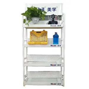 lubricating oil display shelf stand rack 4 Tiers engine oil display shelf stand China metal rack good quality product