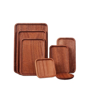 YUESHEN 맞춤형 CNC 가공 월넛 우드 서빙 트레이 직사각형 비치 커피 플래터 부품 CNC 가공 작업 - Product Image 1