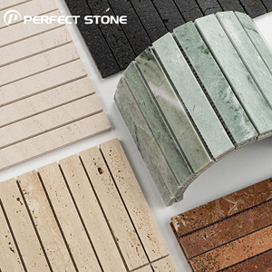 Azulejos de mármol acanalado <span class=keywords><strong>curva</strong></span> de mármol paneles de puerta de ajuste de lápiz azulejos de pared de mosaico de piedra de travertino acanalado personalizados ducha - Product Image 1