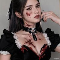 Autocollants de tatouage colorés sans eau pour Halloween, transfert à l'eau, maquillage corporel complet pour fête, maison hantée, cosplay, logo réaliste