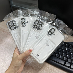 เคสโทรศัพท์ใสแบบมีช่องใส่บัตร ป้องกันรอบด้าน สำหรับ iPhone 17 16 15 14 13 12 Pro Max XS XR Mini รับทำโลโก้ตามสั่ง ขายส่ง - Product Image 5