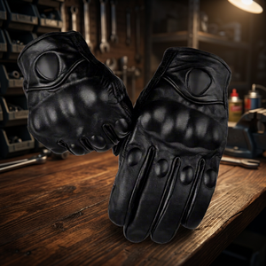 Guantes de cuero para hombre, guantes de invierno para ciclismo, estilo pull-on, color negro, antideslizantes - Product Image 2