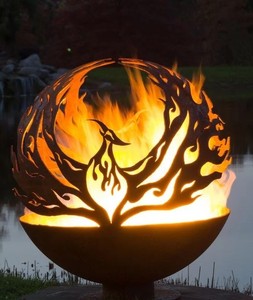 Esfera de Fuego Decorativa de Acero Corten, Cortada con Láser, con Patrones Personalizados, Rústica, Ecológica, Esfera Hueca de Metal - Product Image 1
