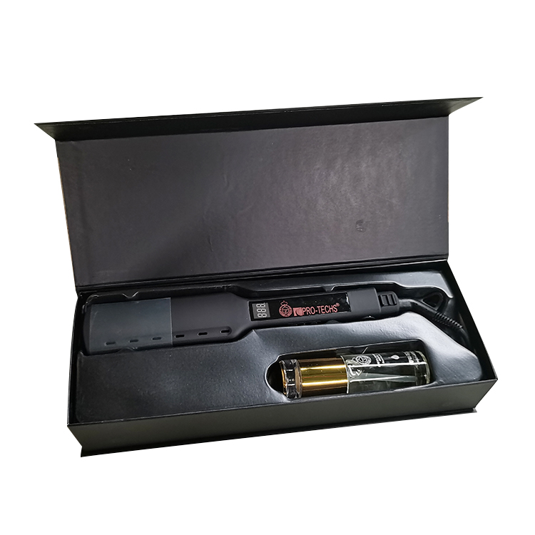 Выпрямитель для волос с логотипом на заказ, плоский утюжок с широкой титановой пластиной, с термозащитным маслом для волос, подарочная упаковка