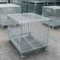 Conteneur en treillis métallique pliable, cage à palettes métallique pliable avec couvercle supérieur, bac de stockage industriel pour pièces automobiles, logistique d'entrepôt