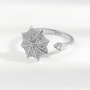 Anillo Giratorio Ajustable con Diamantes CZ en Forma de Paraguas, Anillo Antiestrés para Aliviar la Ansiedad y el Estrés - Product Image 4
