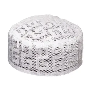 Crochet oração muçulmana cap caps de oração dos homens muçulmanos plain top crânio kufi cap baixo preço atacado