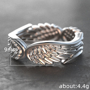 Anello F603 con Ali in Acciaio Inossidabile, Gioiello Unisex Moderno e alla Moda, Regalo per Lui e Lei - Product Image 3