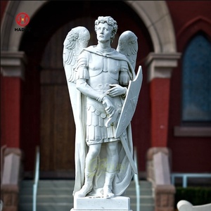 Famoso giardino esterno intagliato a mano angelo in marmo San Michele Arcangelo statua per la vendita - Product Image 3
