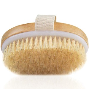 Cepillo de ducha de madera con cerdas naturales para exfoliar la piel muerta del rostro, pies y cuerpo, cepillo exfoliante para piel seca. - Product Image 5