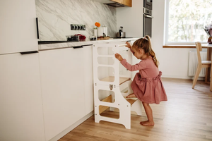 Toddler Tower Montessori Learning Bed Farmhouse Wood Durable Modern Step Helper - Product Image 3