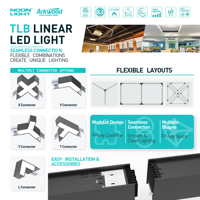 Suspension LED linéaire modulaire à glissière pour connexion CCT et puissance sélectionnables, 2FT 3FT 4FT, éclairage architectural pour bureau