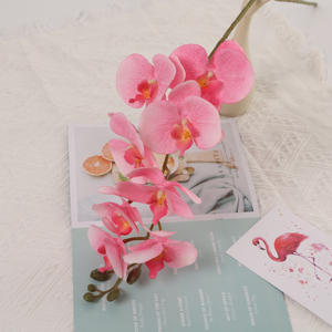 Flor Artificial de Phalaenopsis a <span class=keywords><strong>Precio</strong></span> Económico, Decoración de Flores Artificiales, 8 Orquídeas Mariposa de Terciopelo Color Durazno - Product Image 6