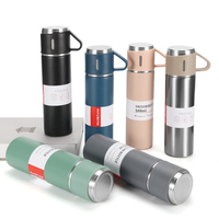 Nouvel ensemble de coffret cadeau d'affaires, ensemble de thermos en acier inoxydable à double paroi de 500 ml avec deux couvercles