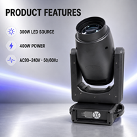 Projecteur LED 3-en-1 BSW 300W à faisceau spot, wash et moving head avec zoom, rotation, gobo et prisme DMX512 pour éclairage de scène de mariage (Stock US)