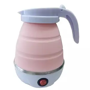 mini foldable portable 304 SS food grade silicone tea coffee pot anti-dry protection electric kettle 0.6L fast boiler